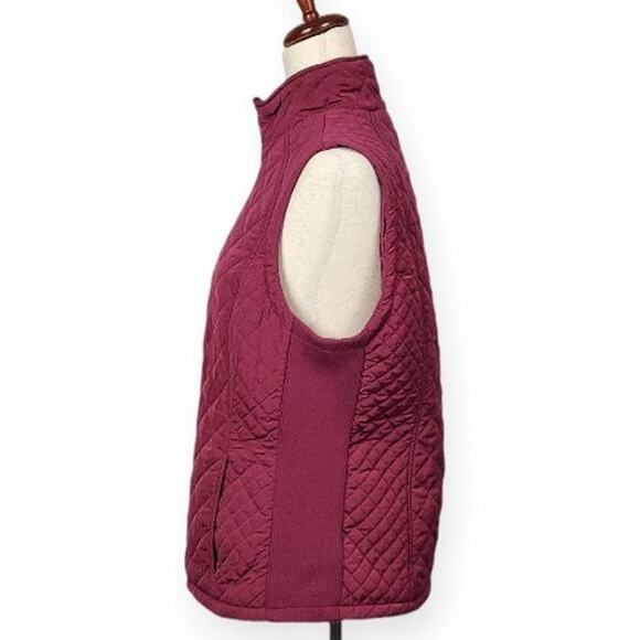 Aspen Quilted Puffer Vest Slim Fit Full Zip Sleeveless Pockets Burgundy Large - Picture 2 of 13